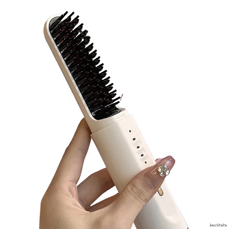 Heated Hair Straightening Brush in White