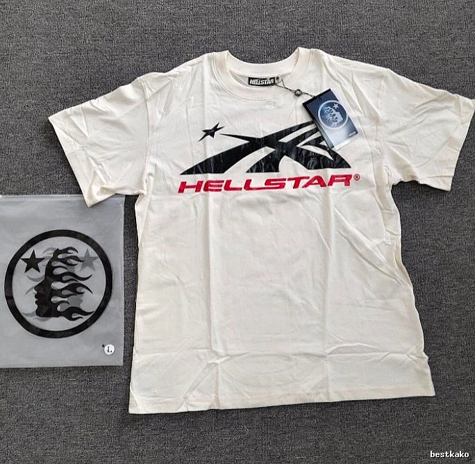 Hellstar Classic Print Street Style Off-white T-Shirt