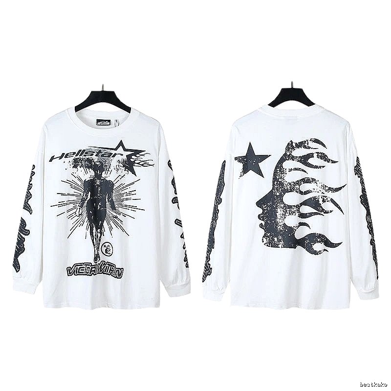 Hellstar dark style white long-sleeved shirt