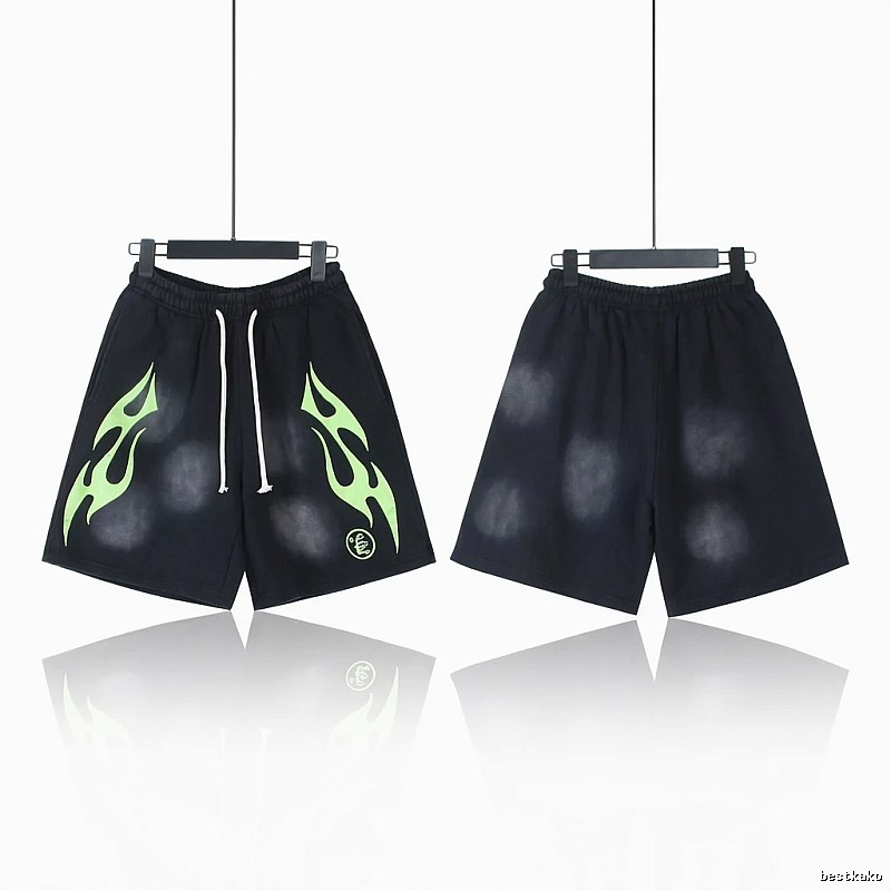 Hellstar Flame Wind Black Shorts