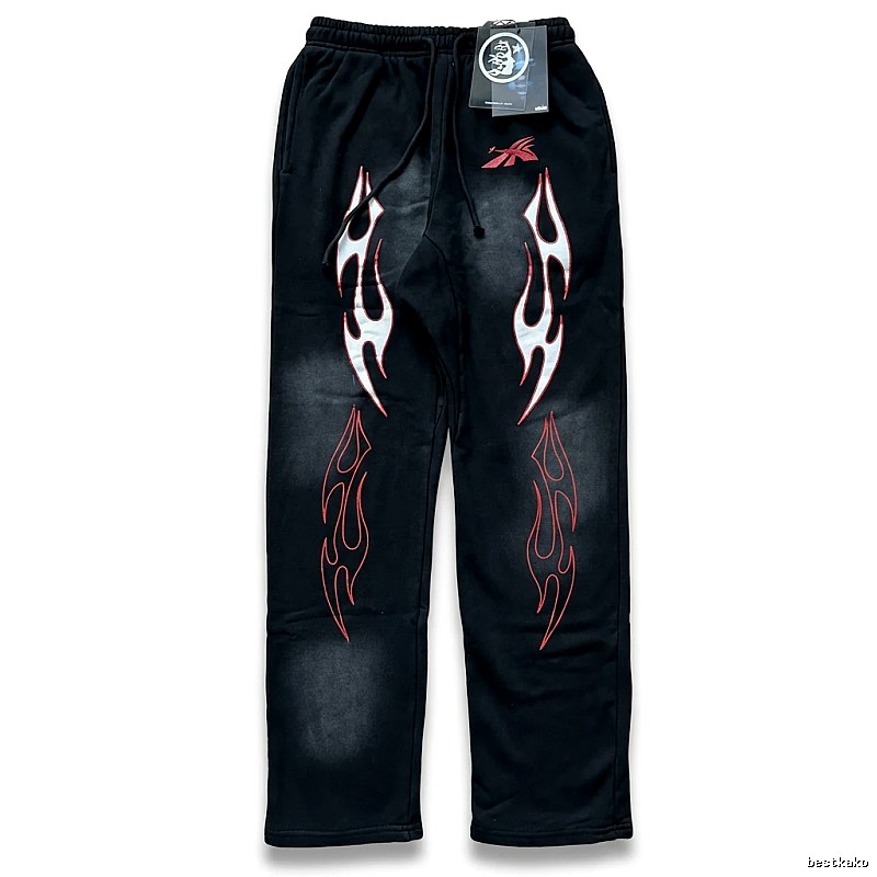 Hellstar Flame Wind Black Sweatpants