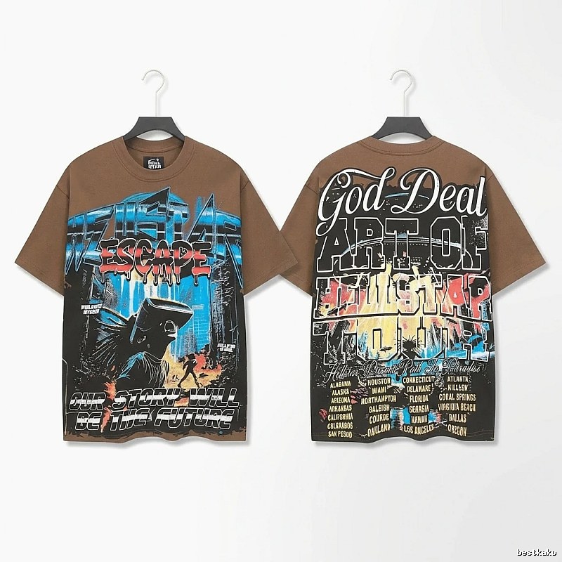 Hellstar Graffiti Style Brown T-shirt