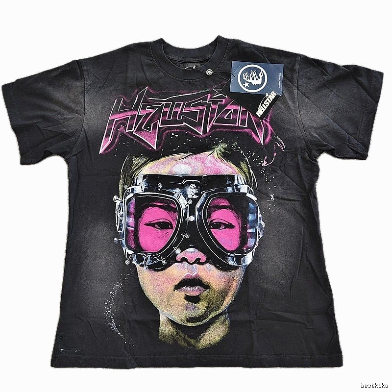 Hellstar Portrait Print Street Style Black T-Shirt