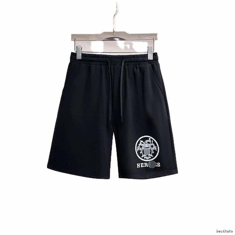 Hermès Logo Print Casual Style Black Shorts