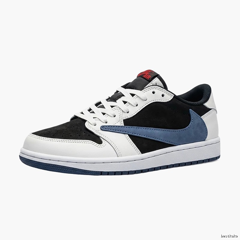 Jordan AJ1 Black, White and Blue Trendy Shoes