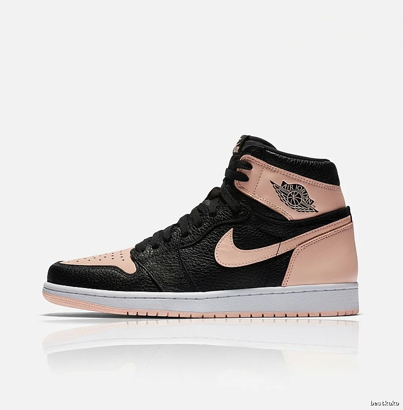 Jordan AJ1 High-top Black and Pink Trendy Sneakers