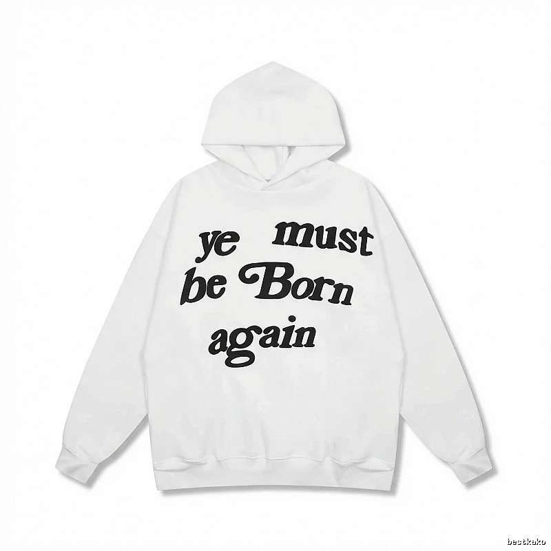 Kanye's religious-style white hoodie.