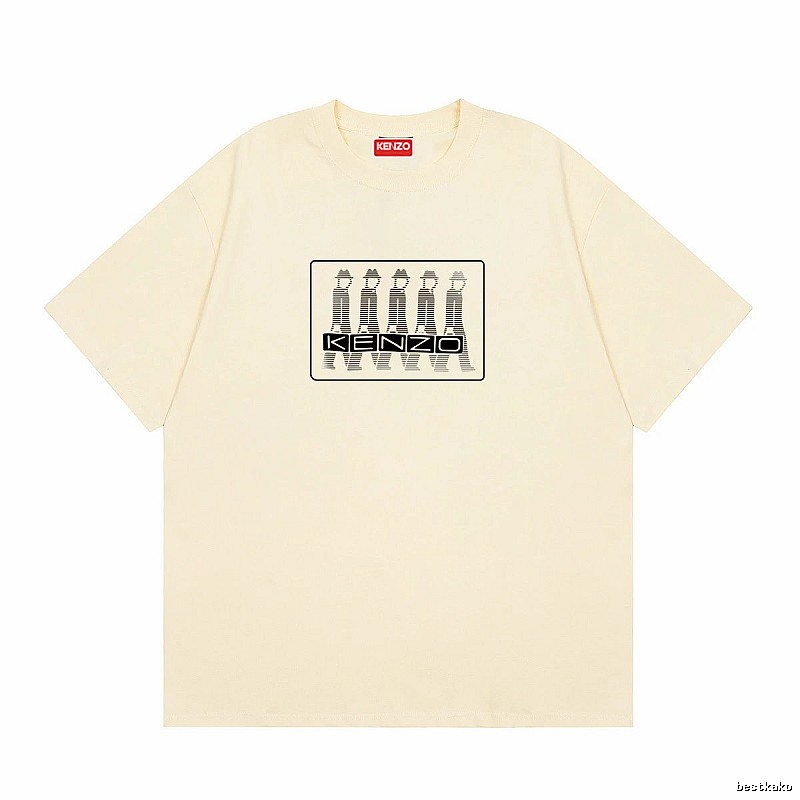 KENZO Character Print Casual Style Beige T-shirt