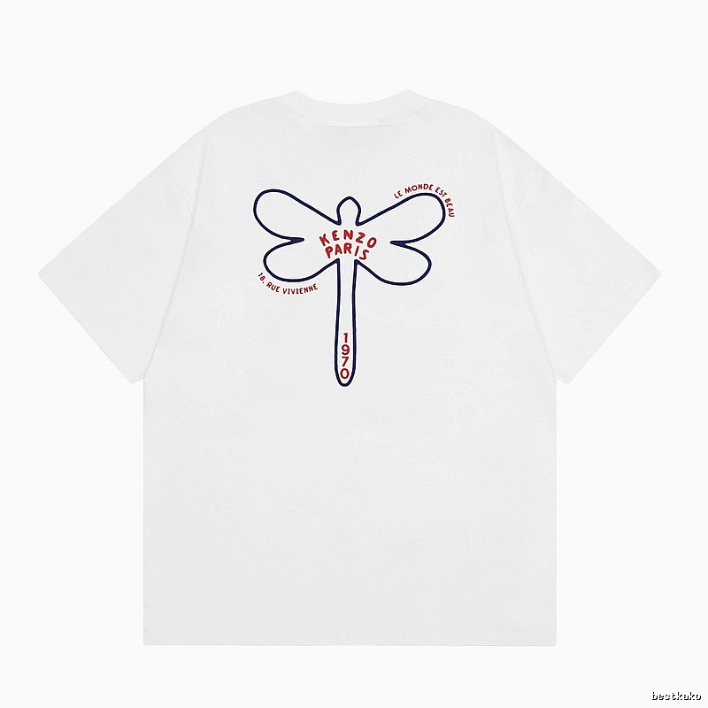 KENZO Dragonfly Print Casual White T-Shirt
