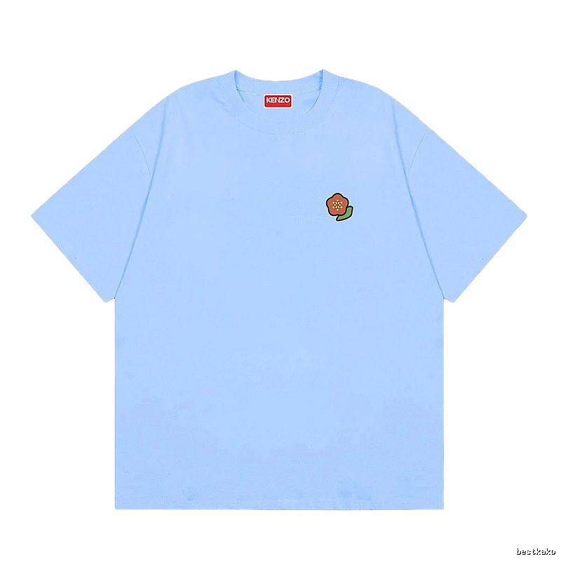 KENZO Embroidered Small Flower Casual Style Light Blue T-Shirt