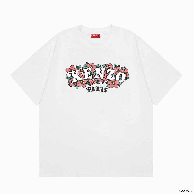 KENZO Floral Collection Street Style White Short-sleeve T-shirt