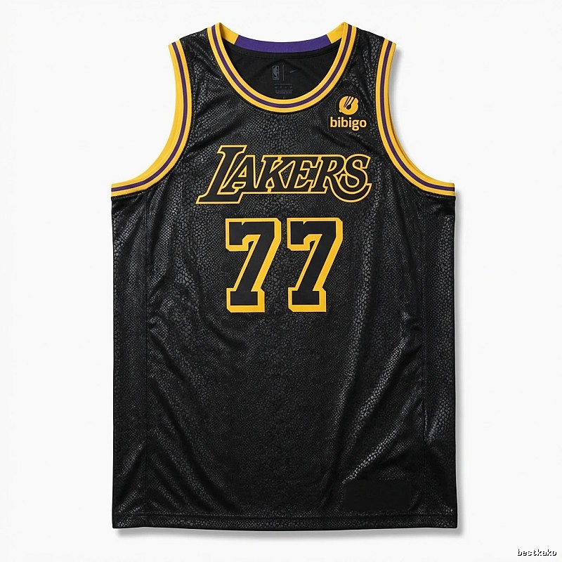 Lakers No. 77 black and yellow basketball uniform