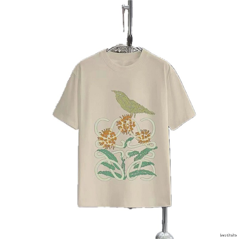 LOEWE Bird and Flower Print Casual Off-white T-shirt