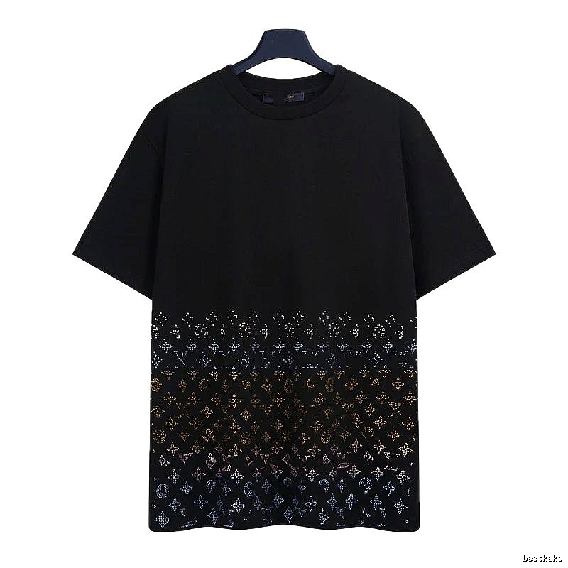 Louis Vuitton Gradient Monogram Street-style Black T-Shirt