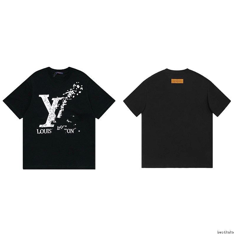 Louis Vuitton LV Printed Streetwear Style Black T-Shirt