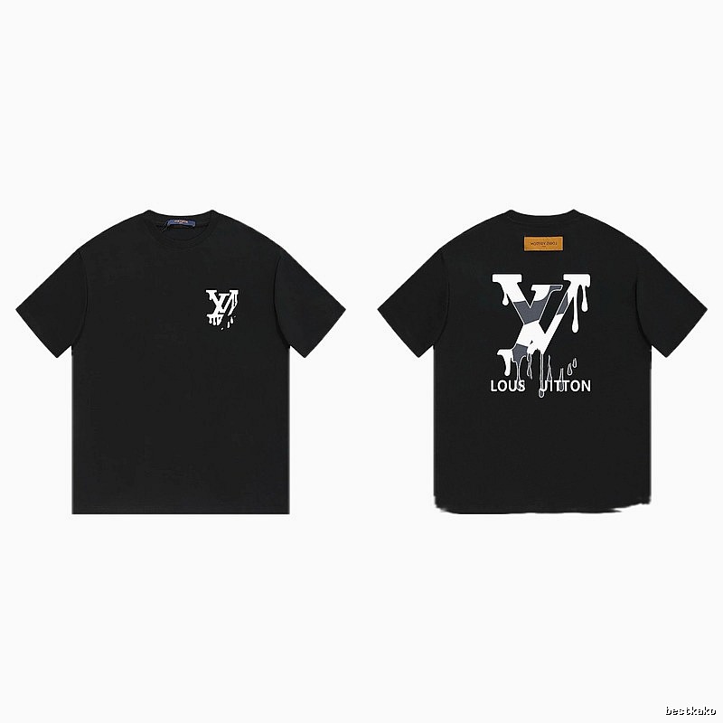 Louis Vuitton Melted Logo Street Style Black Short-sleeve T-shirt