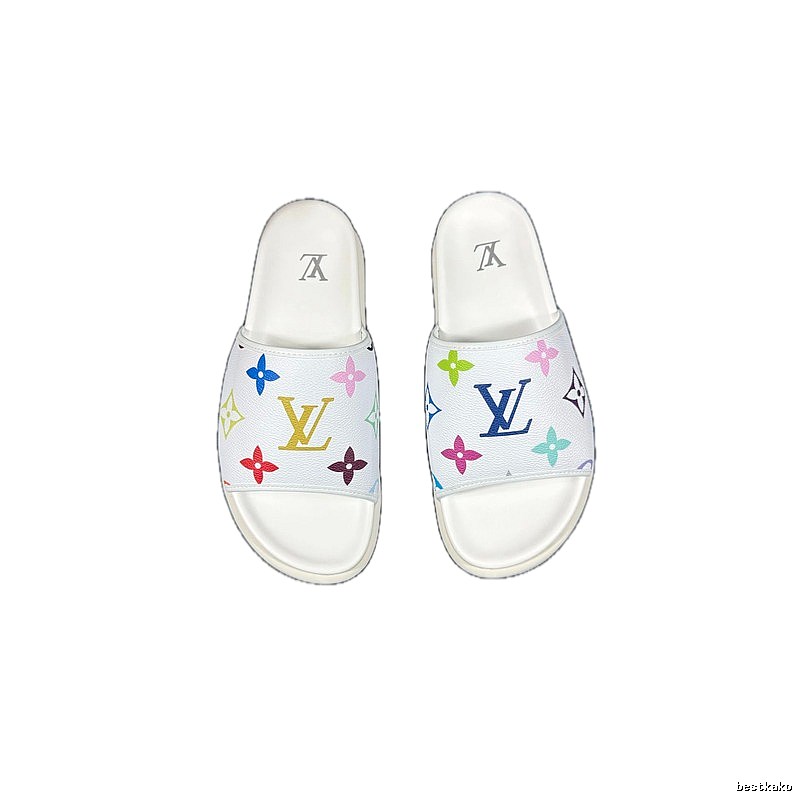Louis Vuitton Multicolor Monogram Trendy White Slides