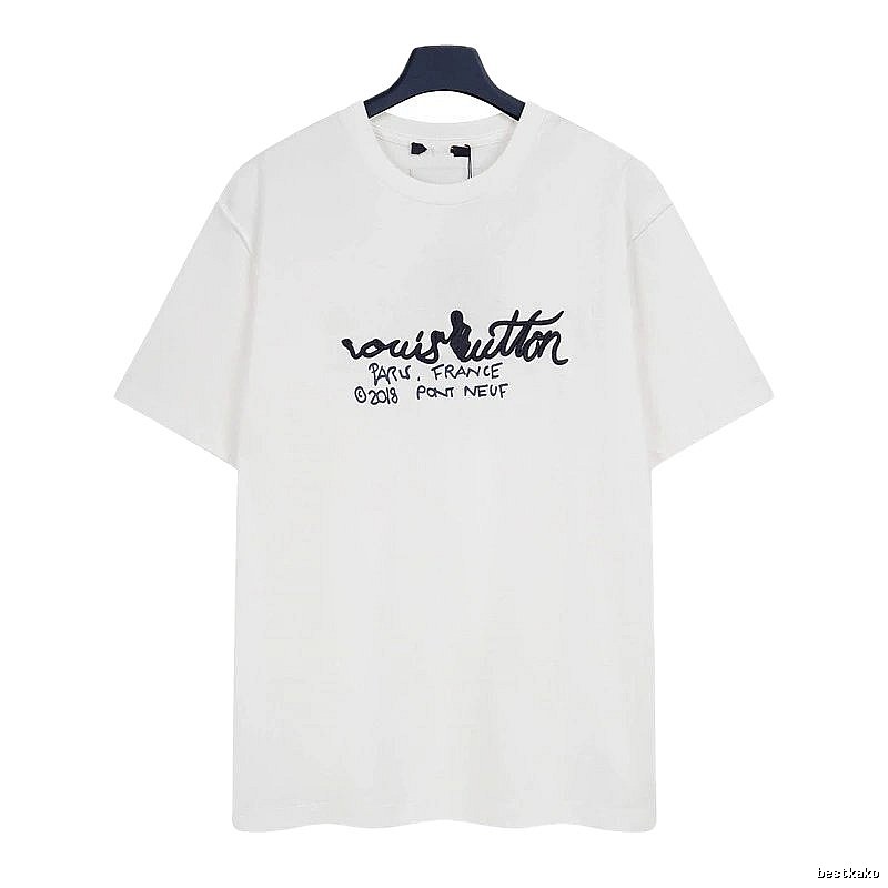 Louis Vuitton Signature Embroidered Casual White T-Shirt