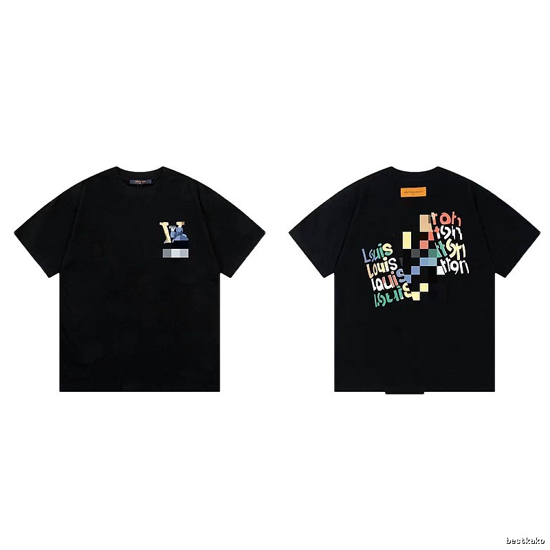 Louis Vuitton Trendy Graffiti Style Black Short-sleeve T-shirt