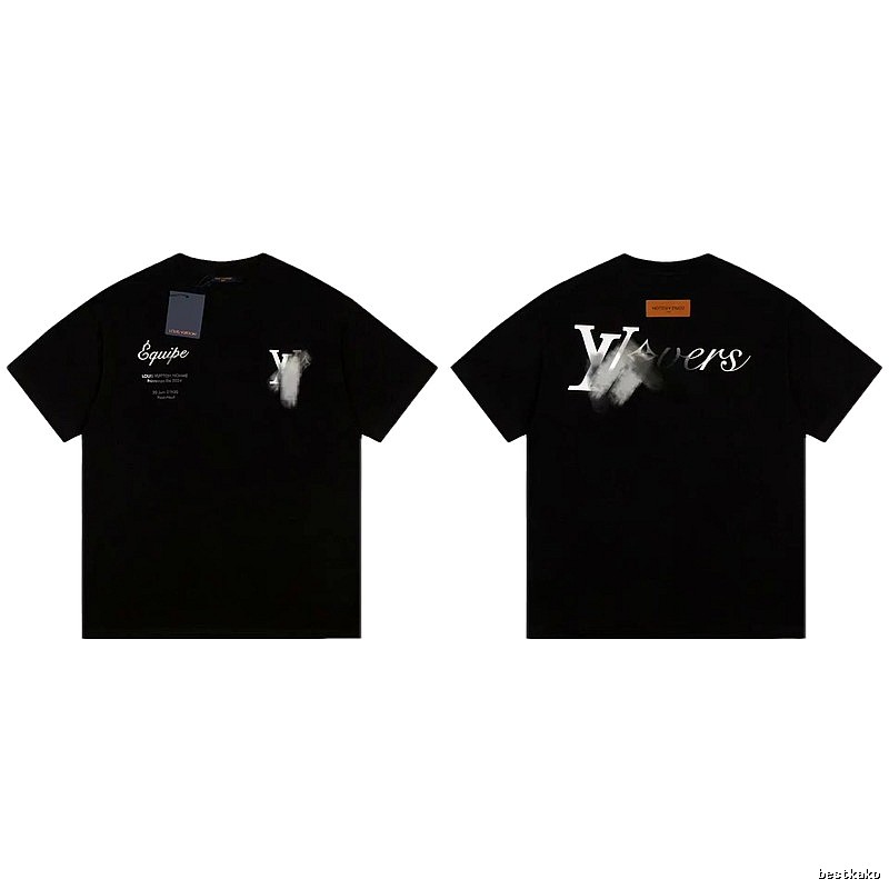 Louis Vuitton Trendy Printed Black Short-sleeve T-shirt