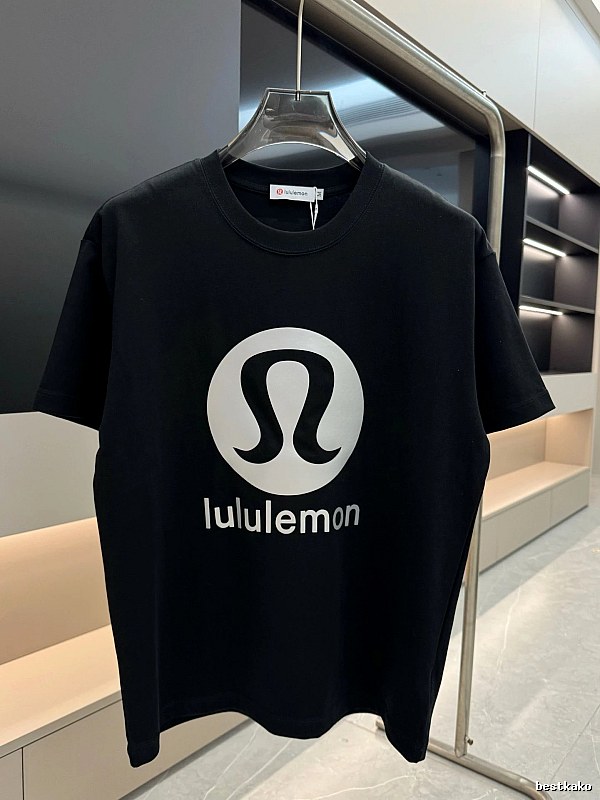 lululemon Printed Casual Sports Style Black T-Shirt