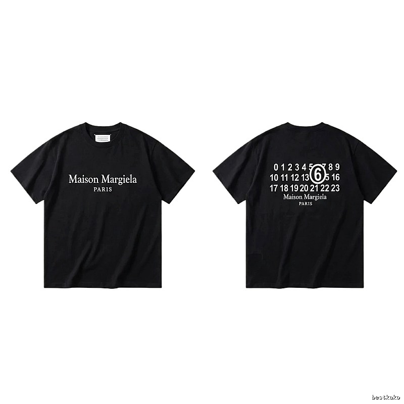Maison Margiela black T-shirt with digital printing.