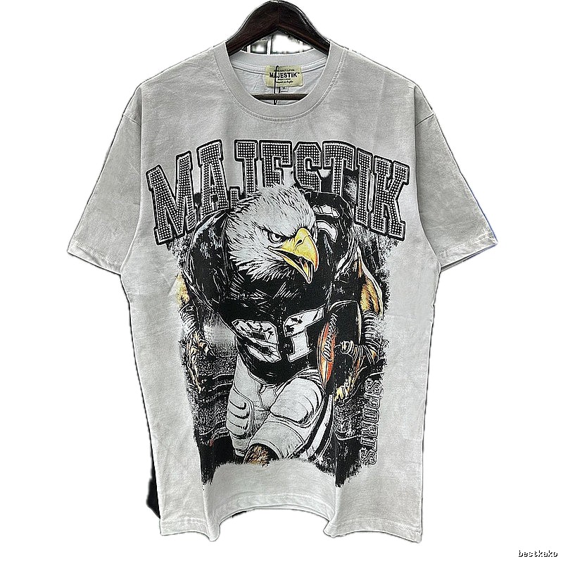 MAJESTIK Rugby Street Style Distressed White T-Shirt