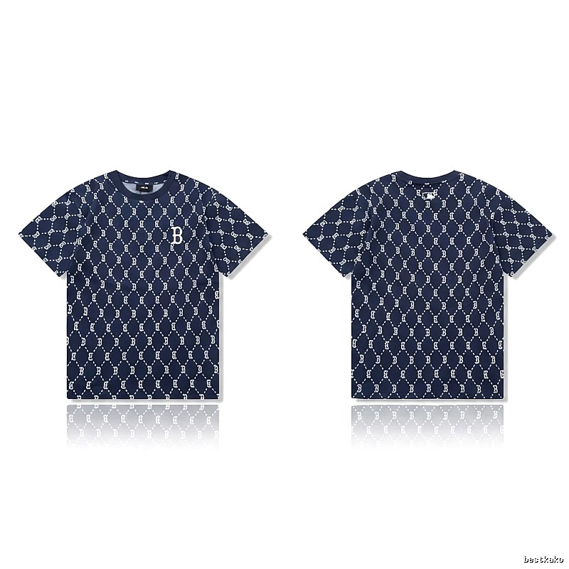 MLB full - printed style navy blue T - shirt
