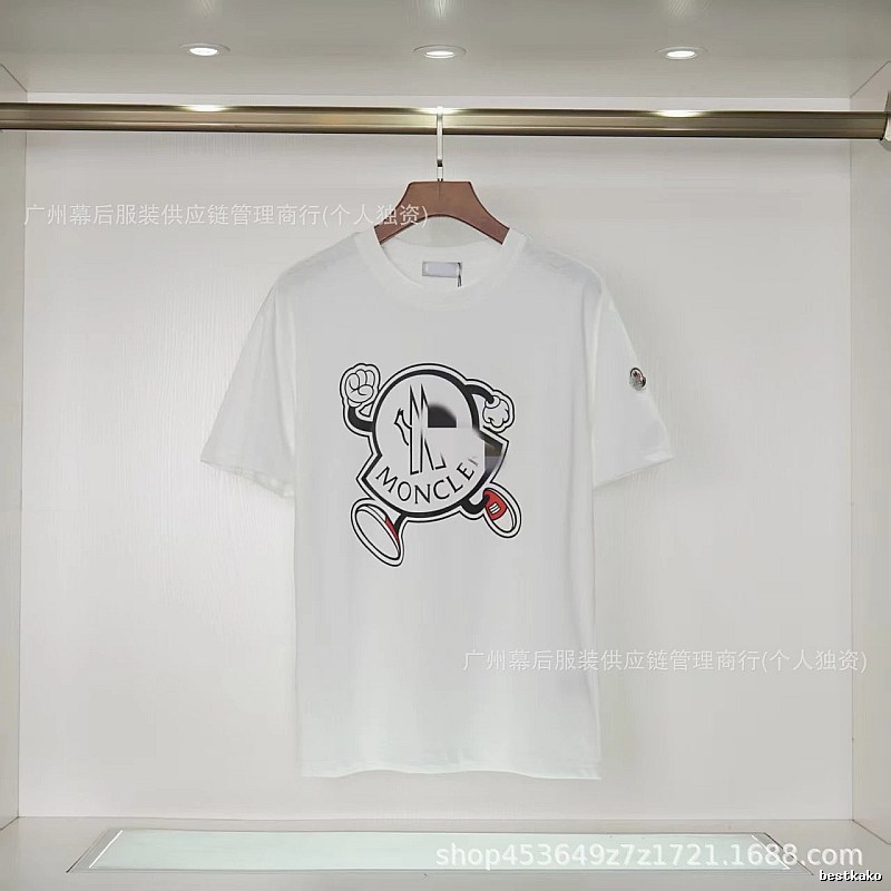 Moncler Cartoon Print Casual Style White T-Shirt
