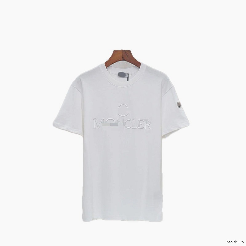 Moncler Embossed Casual Style White Short-sleeve T-shirt