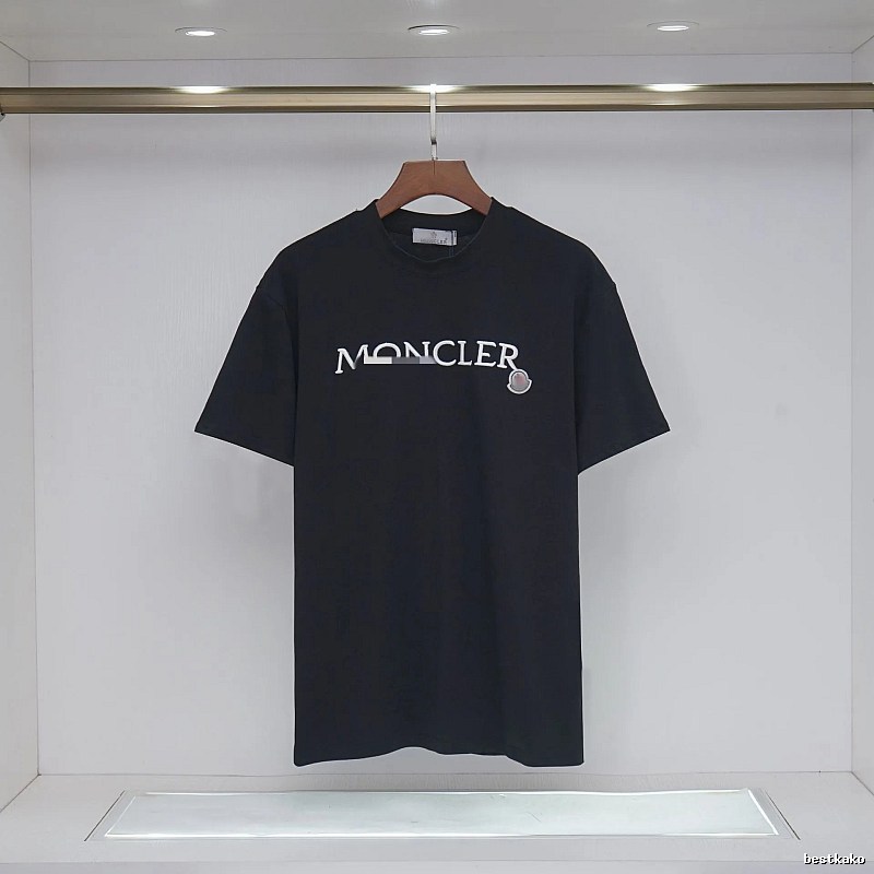 Moncler Embroidered Casual-Style Black T-Shirt