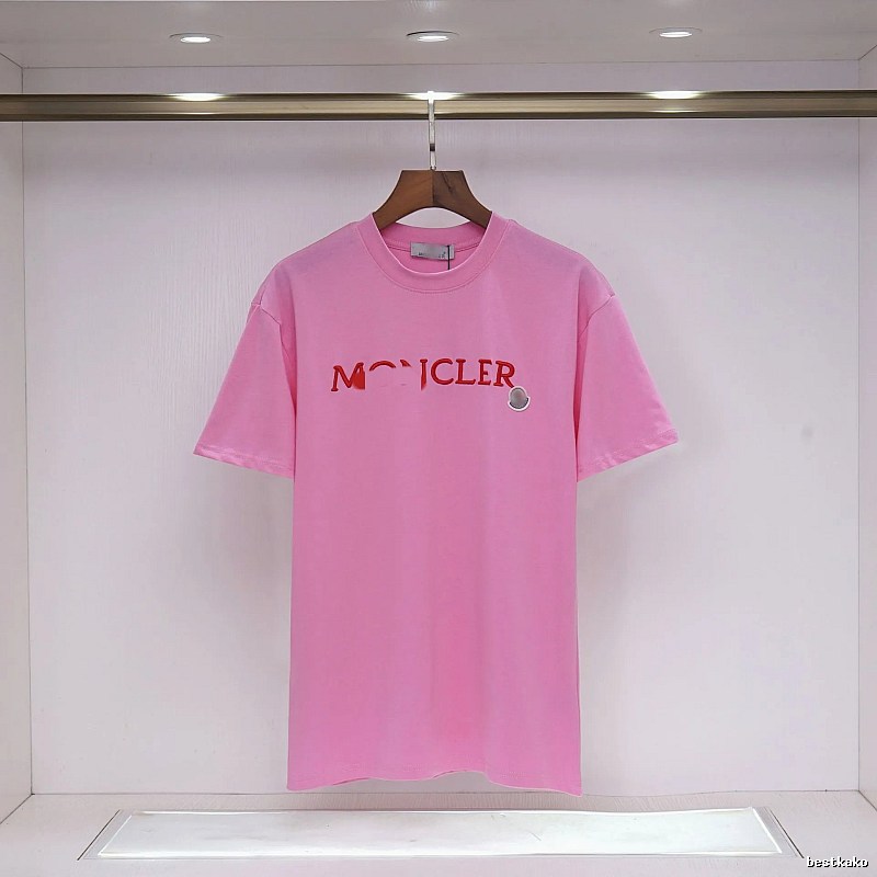 Moncler Embroidered Casual-style Pink T-Shirt