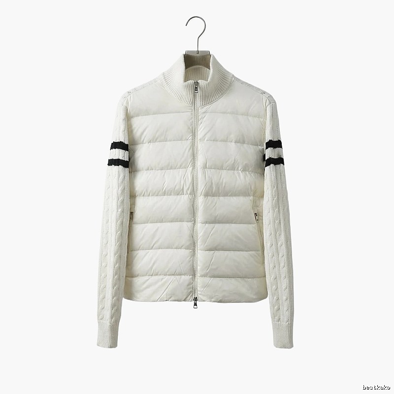 Moncler knitted and spliced windproof white down jacket