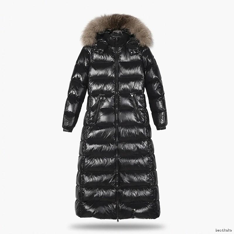 Moncler long shiny black down jacket