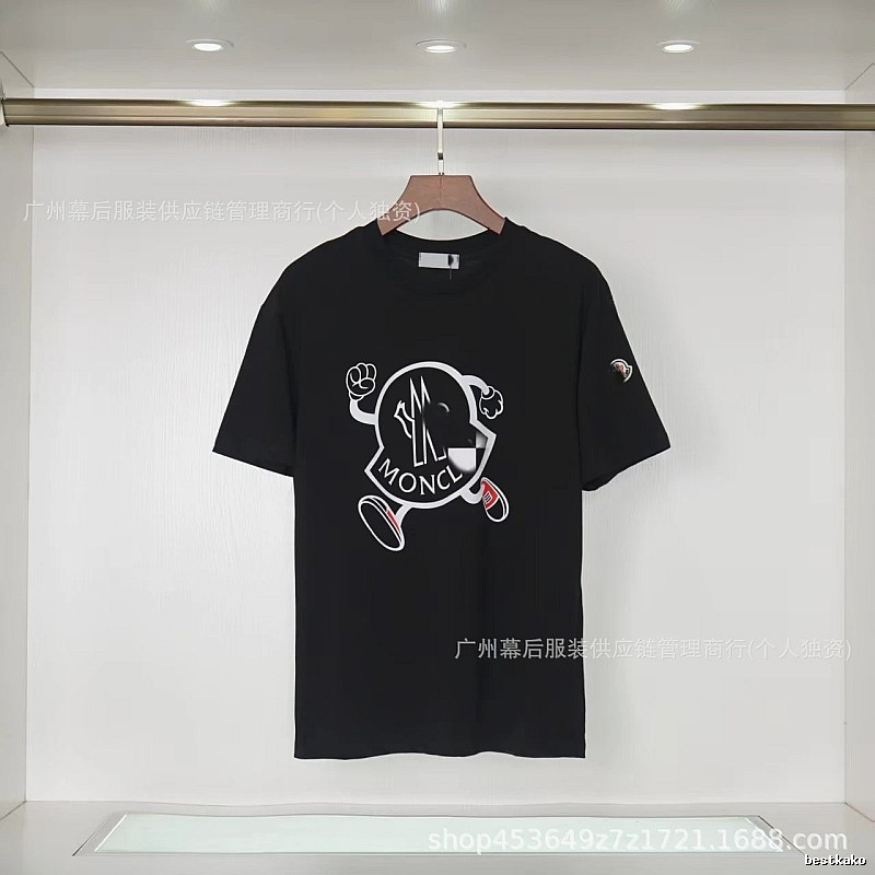 Moncler Trendy Black Cartoon Print Short-sleeved T-shirt
