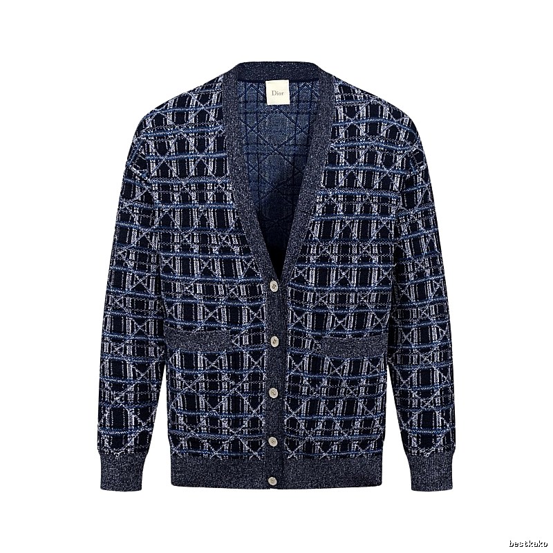 Navy Dior Button-front Cardigan for Layered Winter Looks