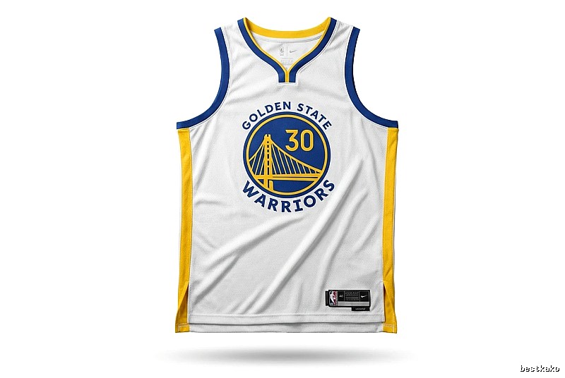 Nike Curry No.30 white, blue and yellow jersey