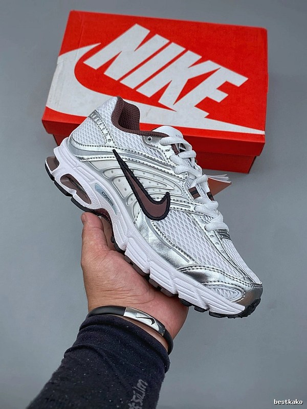 Nike Silver and Burgundy Mesh Runners, Layered Heel Detail