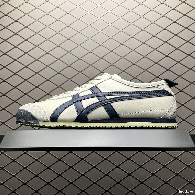 Onitsuka Tiger Low-Top Sneakers, White and Navy and Retro Court Shape