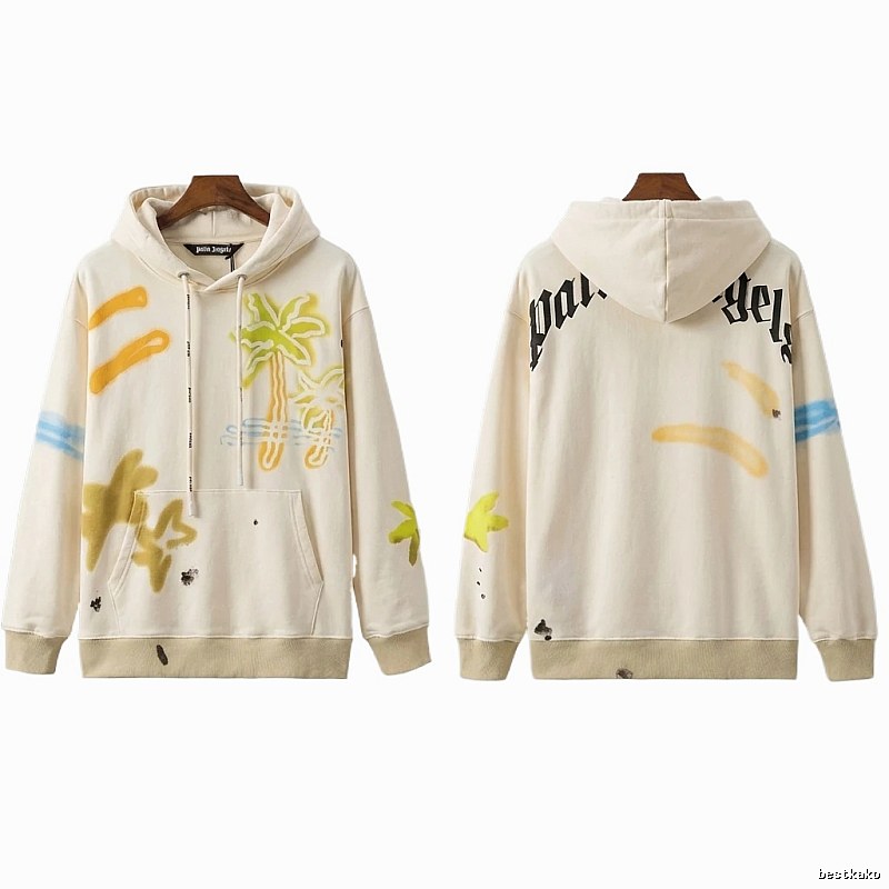 Palm Angels Graffiti Style White Hoodie
