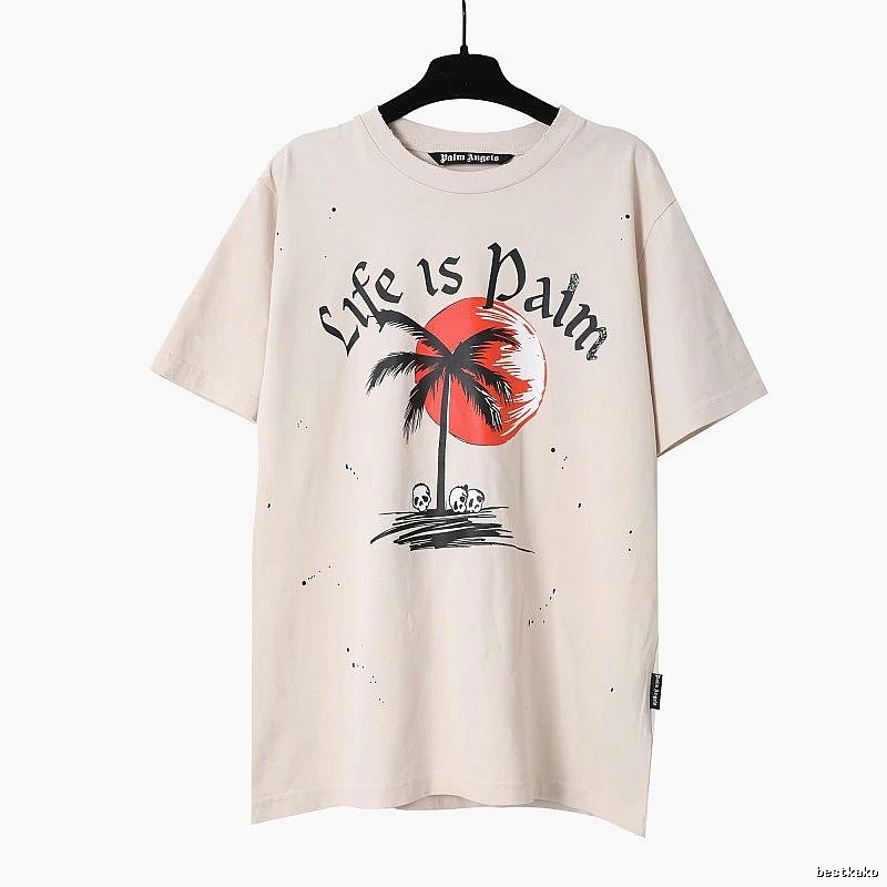 Palm Angels Summer Logo T-shirt White Palm Tree with Clean Finish