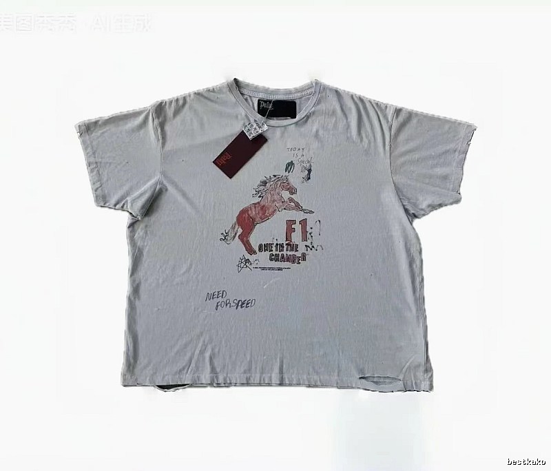Paly Hollywood F1 Red Horse Vintage Light Grey T-Shirt