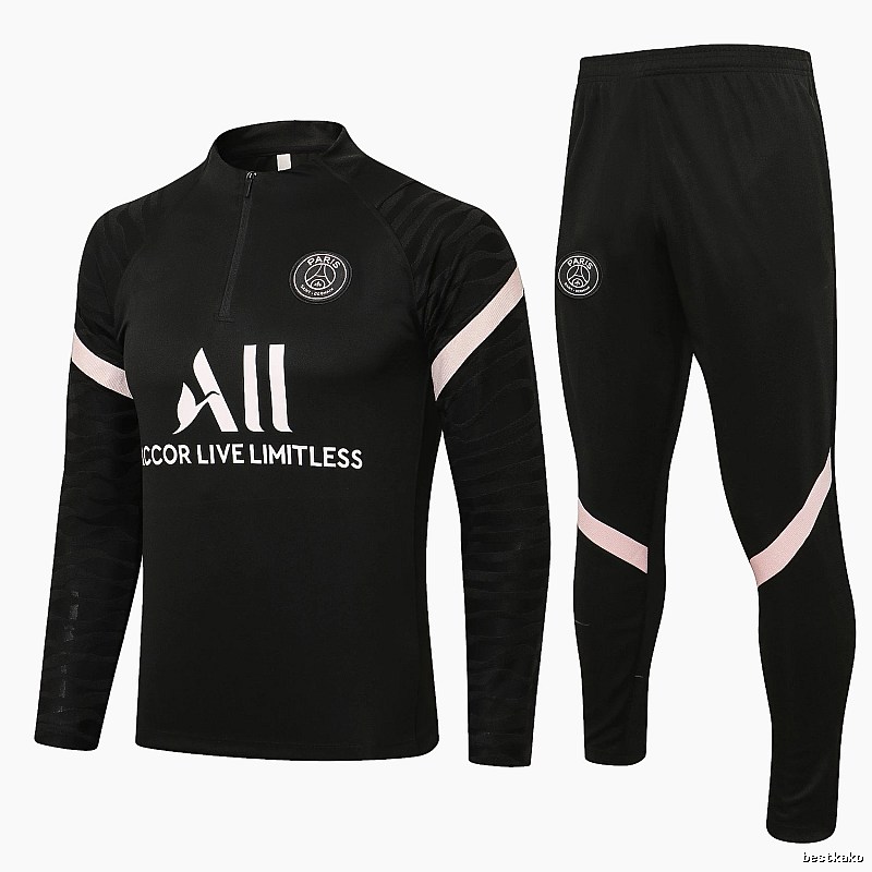 Paris Saint-Germain 2021-22 Black Training Tracksuit Set Everyday Rotation