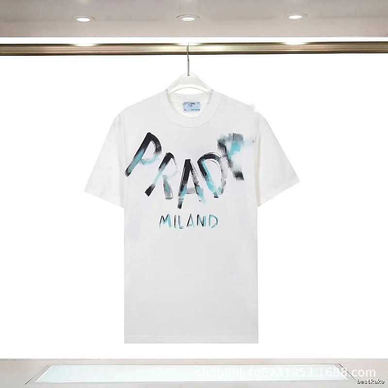 Prada Graffiti Street Style White Short-sleeve T-shirt