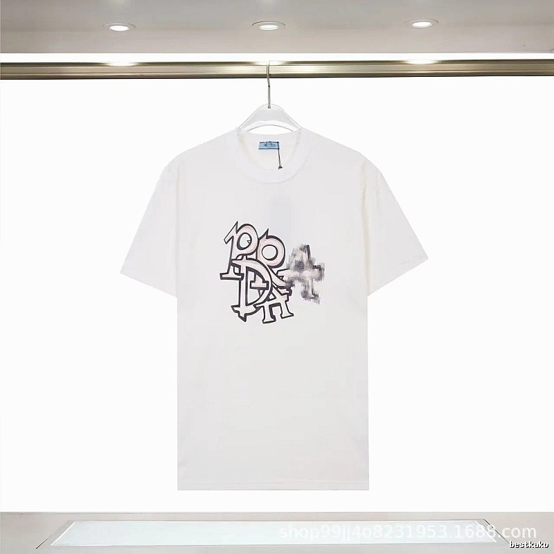 Prada Overlapping Print Street Style White Short Sleeve T-Shirt