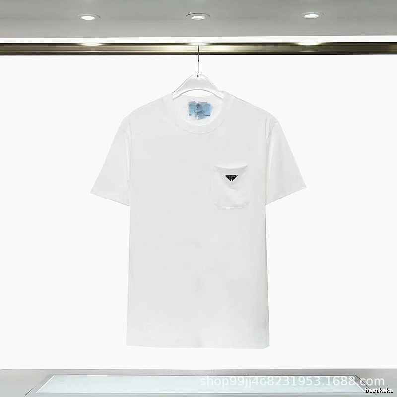 Prada Triangle Logo Minimalist Style White Short-sleeve T-shirt