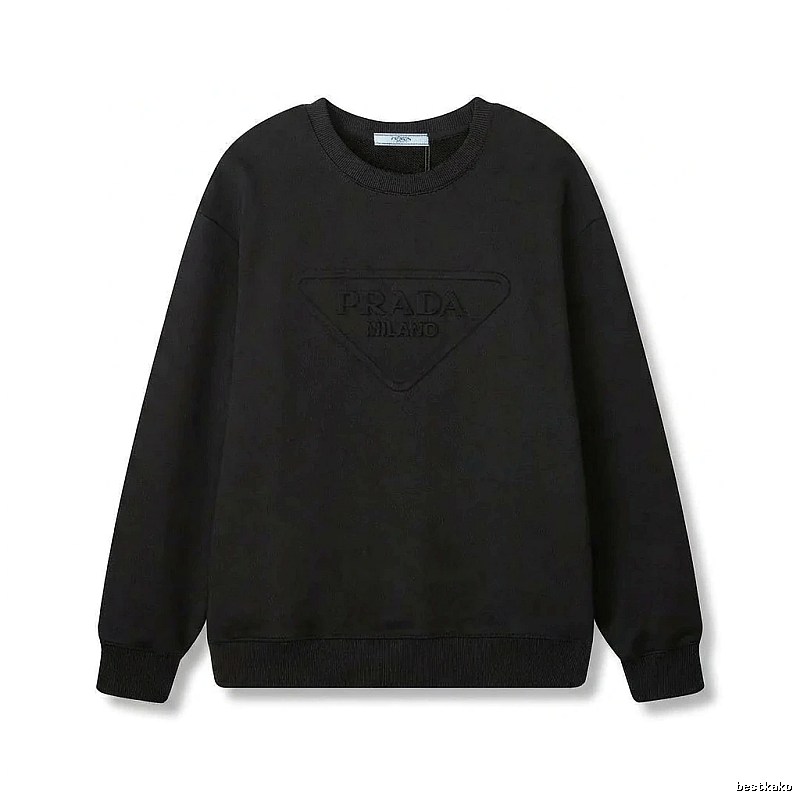 Prada triangular logo simple black sweatshirt