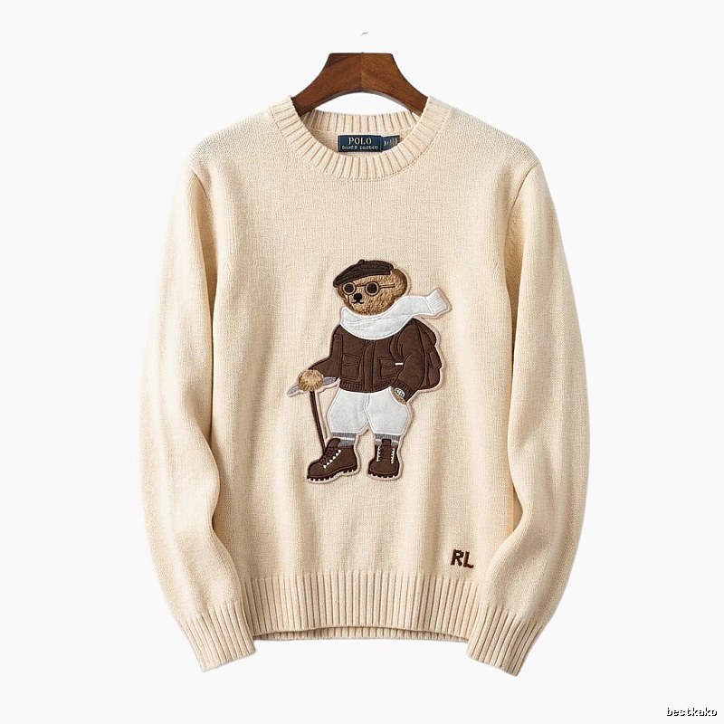 Ralph Lauren Bear Retro Style Beige Sweater