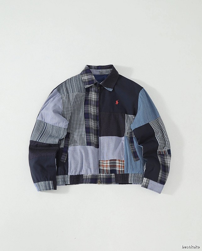 RalphLauren Blue Mixed Plaid Patchwork Shirt Jacket Gift Edit