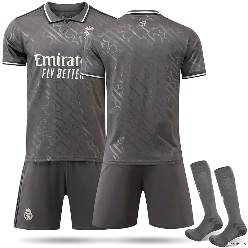 Real Madrid's dark pattern style gray jersey
